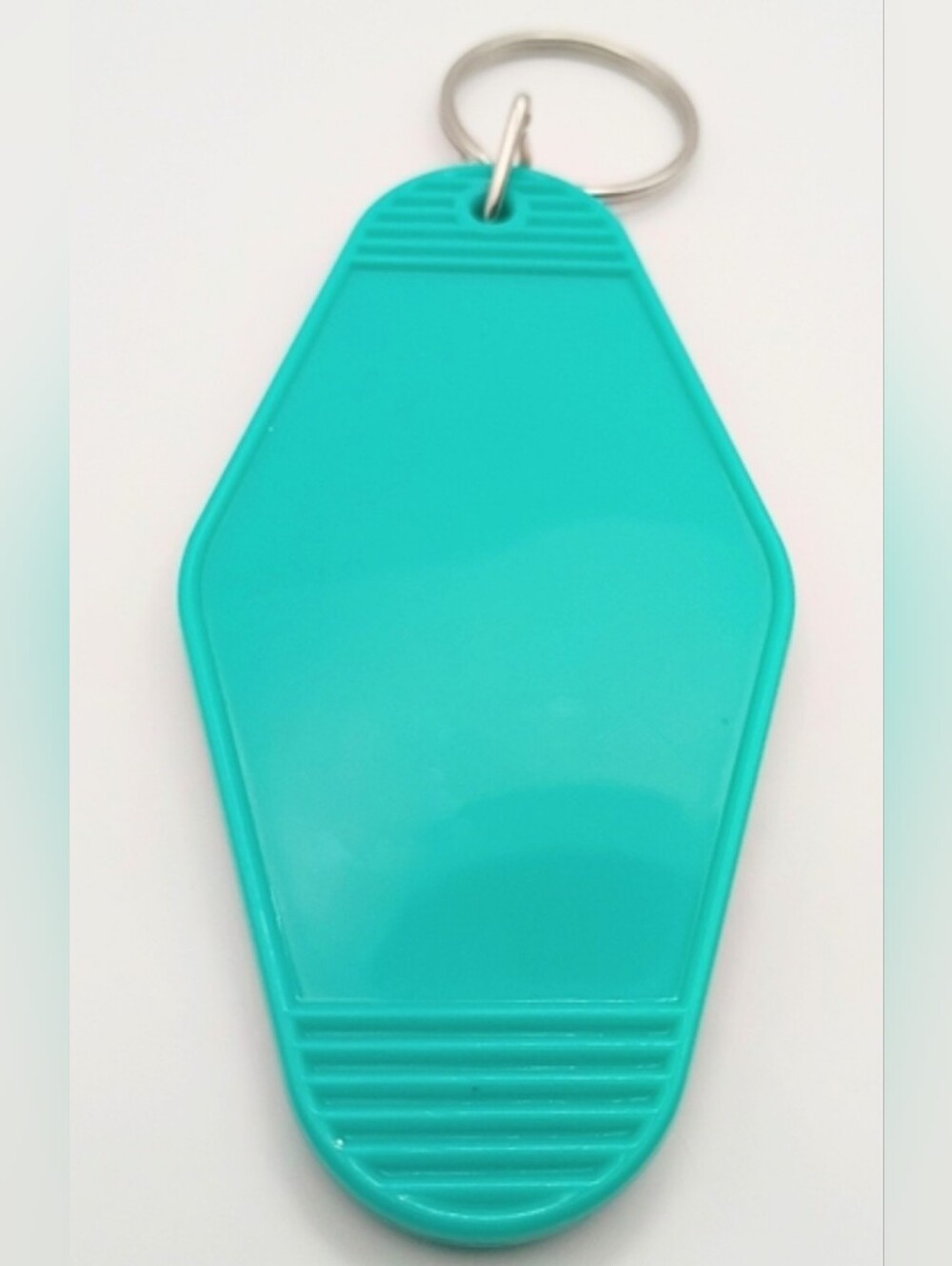 Teal Retro Motel Keychain - Handmade Faux Pearl & UV Resin - Picture 2 of 2